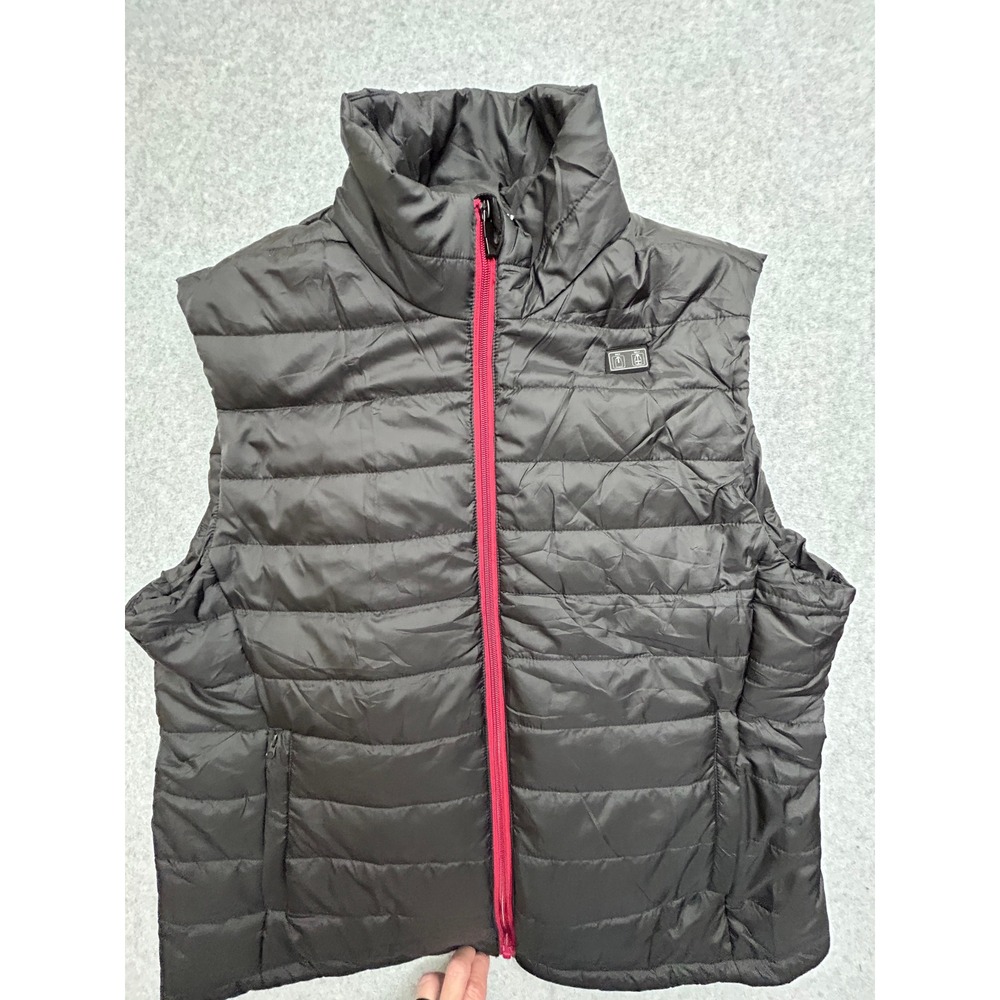 Tameya Heated Puffer Vest Black Red Zipper Dual Zone Heat Quilted Gilet Mens XL